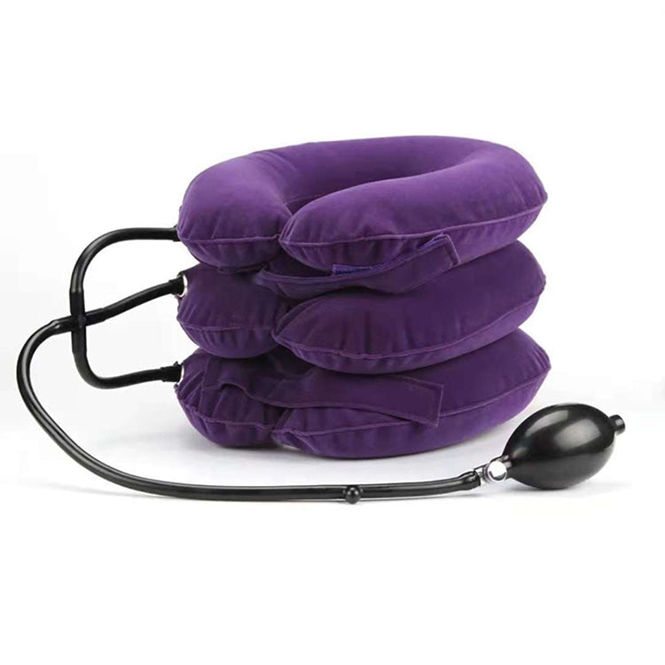 Household Full Cashmere Cervical Traction Instrument Neck Protection Inflatable Cervical Spine Massage Instrument (Purple)