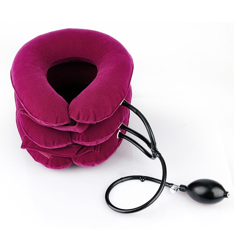 Household Full Cashmere Cervical Traction Instrument Neck Protection Inflatable Cervical Spine Massage Instrument (Rose Red)