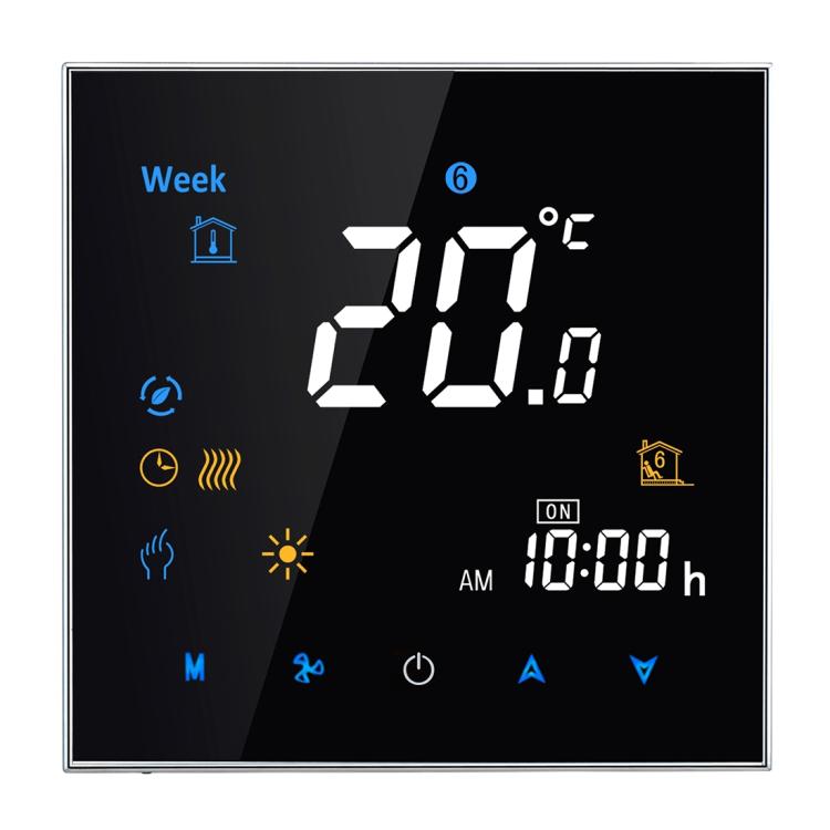 BHT-3001 16A Load Electronic Heating Type LCD Digital Heating Room Thermostat with Sensor, Display Clock / Temperature / Time / Week / Heat etc.(Black)