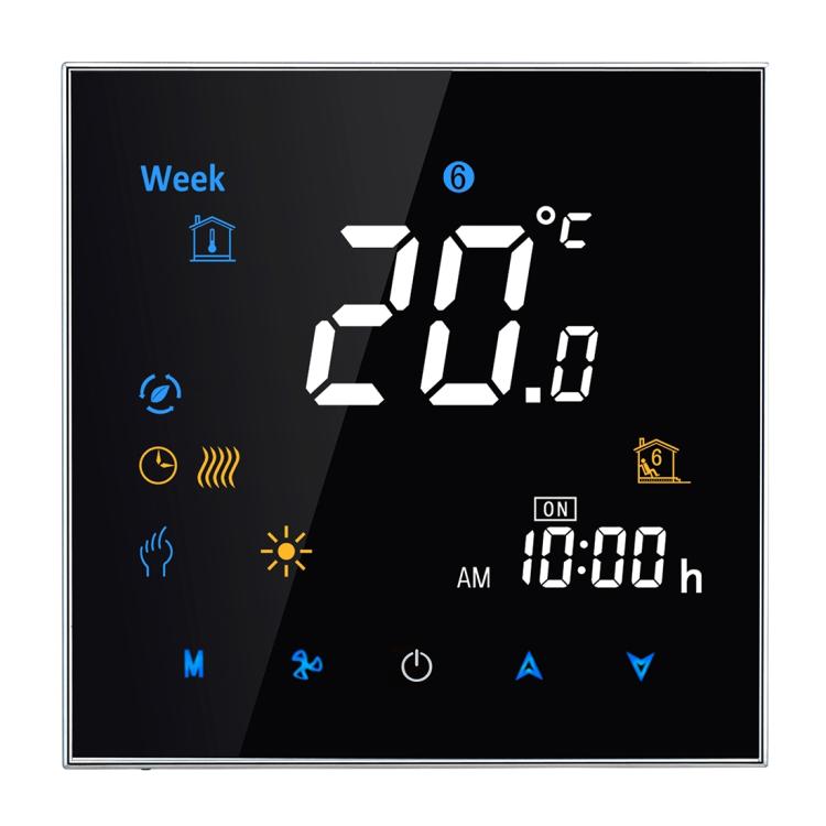 BHT-3001 16A Load Electronic Heating Type LCD Digital Heating Room Thermostat with Sensor, Display Clock / Temperature / Time / Week / Heat etc.(Black)