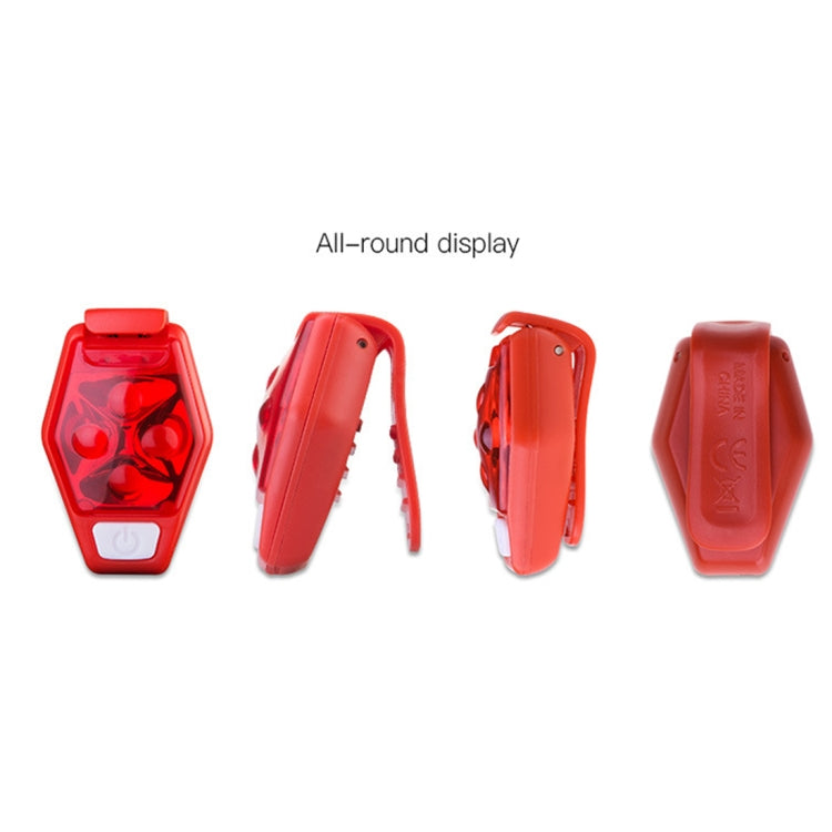 Multifunctional Outdoor Bicycling Running Warning Light Bicycle Taillight LED Back Clip Light(Red)