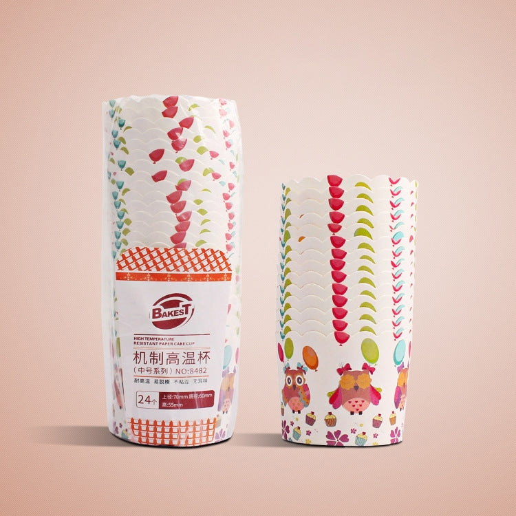 24pcs / Pack Round Lamination Cake Cup Muffin Cases Chocolate Cupcake Liner Baking Cup, Size: 7 x 6 x 5.5cm, Random Color Delivery