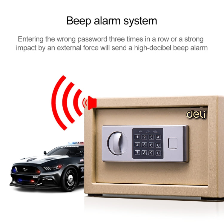 Deli Home Office Hotel Mini Electronic Security Lock Box Wall Cabinet Safety Box(Gold)