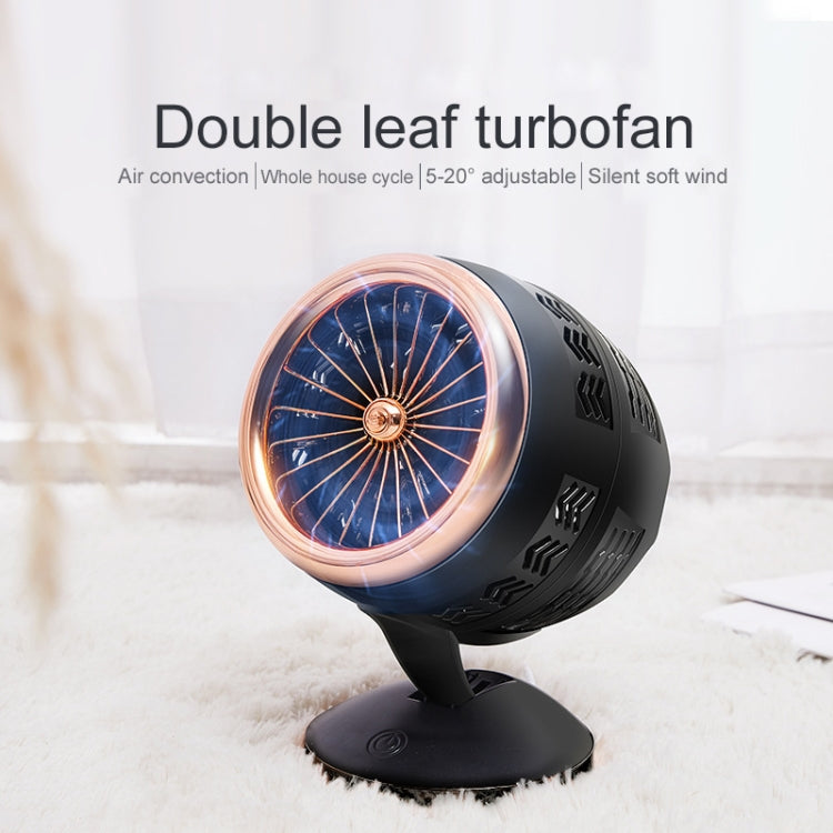 Portable Adjustable Mini USB Charging Air Convection Cycle Desktop Electric Fan Air Cooler, Support 2 Speed Control (Black Gold)
