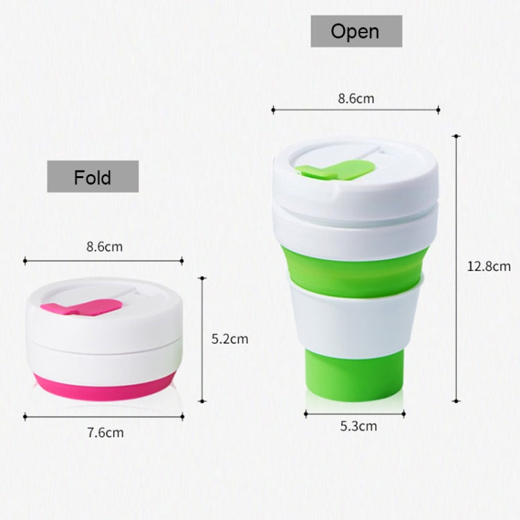 350ml Outdoor Pocket-Sized Coffee Tea Collapsible Travel Mug Silicone Cup with Lid (Green)