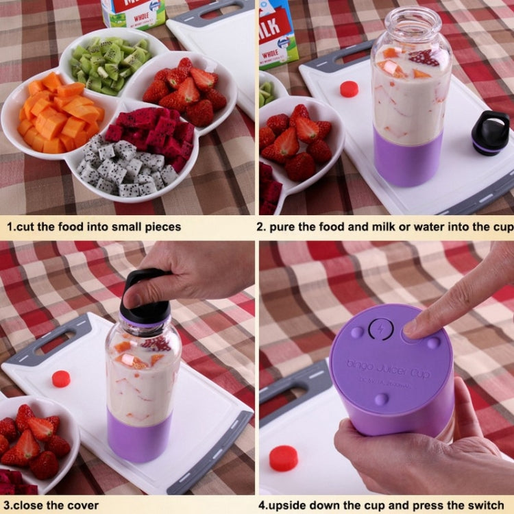 Bingo 500ml Mini Portable USB Rechargeable Electric Juicer Cup Juicer Blender, 22000 Revolutions Per Minute(Green)