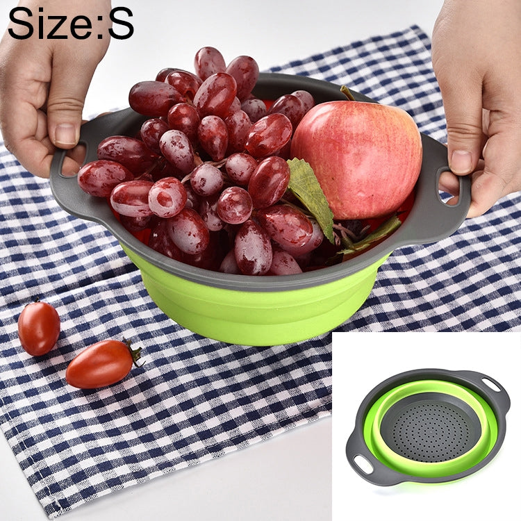 Creative Folding Vegetables Fruits Storage Basket Organizer Drain Basket, S, Size: 24.5*20*9cm (Green)