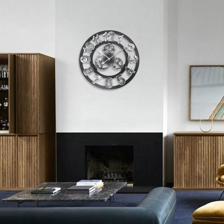 Retro Wooden Round Single-sided Gear Clock Arabic Number Wall Clock, Diameter: 30cm (Gold) - Wall Clock by PMc TechLife | Online Shopping South Africa | PMc TechLife | Buy Now Pay Later Mobicred