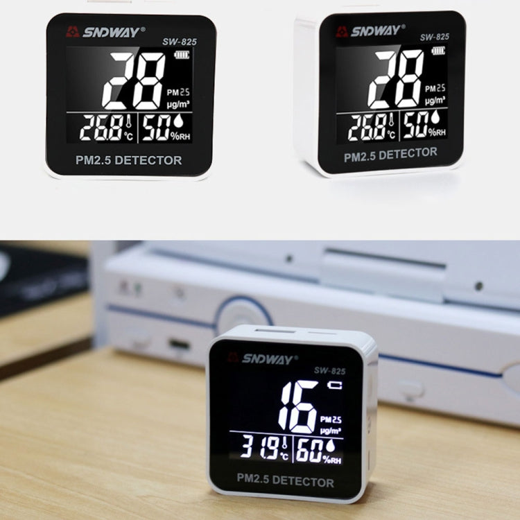 SNDWAY SW-825 Micro USB Charging Desktop Air Quality Real-time Purification Detector with HiD LED Screen, Support Alarm Prompt - free shipping - PMC Jewellery - Order now!