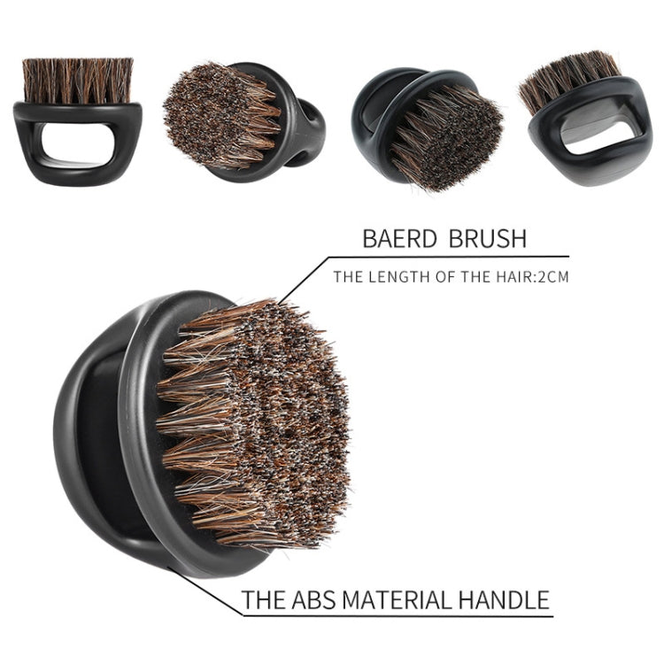 Men Ring Design Portable Boar Brush Black ABS Haircut Cleaning Shaving Brush(White)