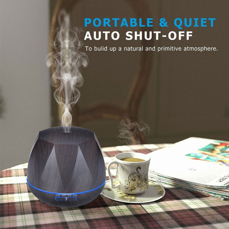 Diamond Wood Grain Remote Control Ultrasonic Humidifier Aromatherapy Machine Automatic Alcohol Sprayer with LED Lights, Capacity: 400mL, AU Plug (Dark Wood Color)