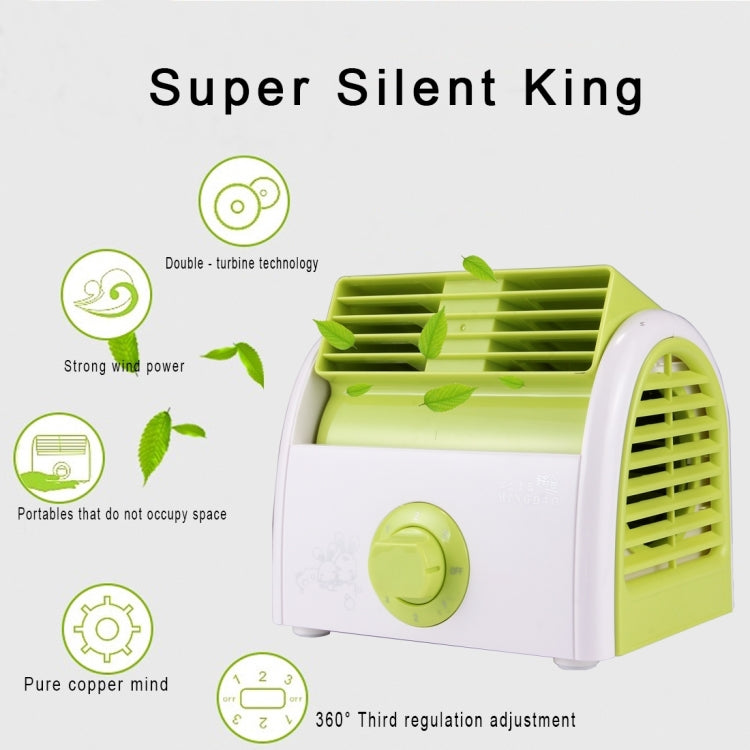 30W Turbine No Blade Mini Desktop Mute Fan for Dormitory / Bedroom / Living Room / Office, 3 Kinds Speed Modes, AC 220V(Green)