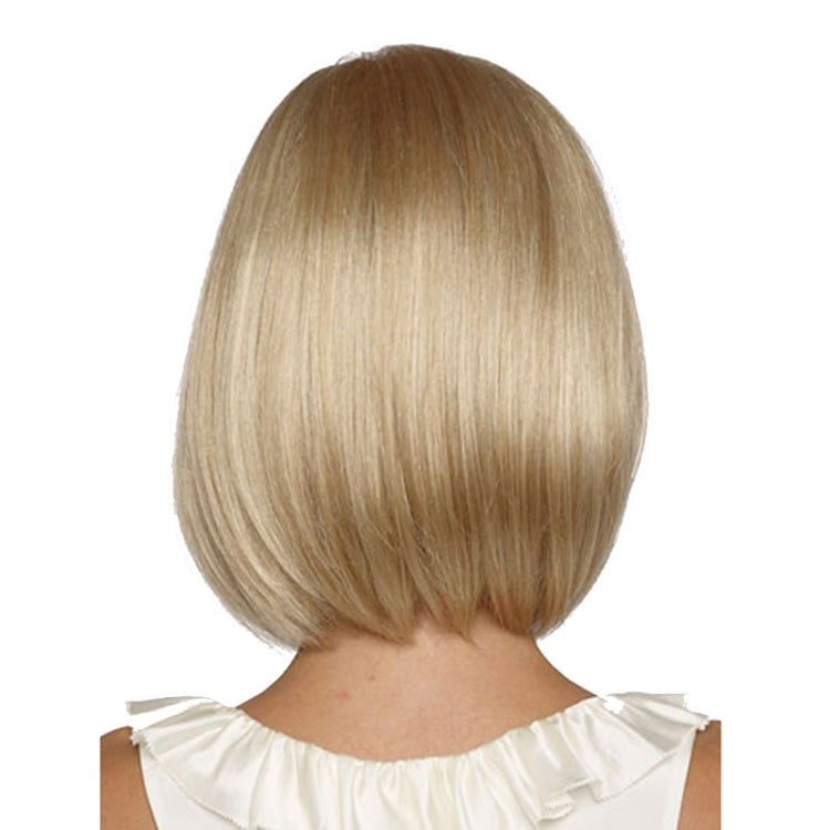 Short Straight Hair Bob Haircut Wig Chemical Fiber Hair Headgear for Women(Champagne Gold)