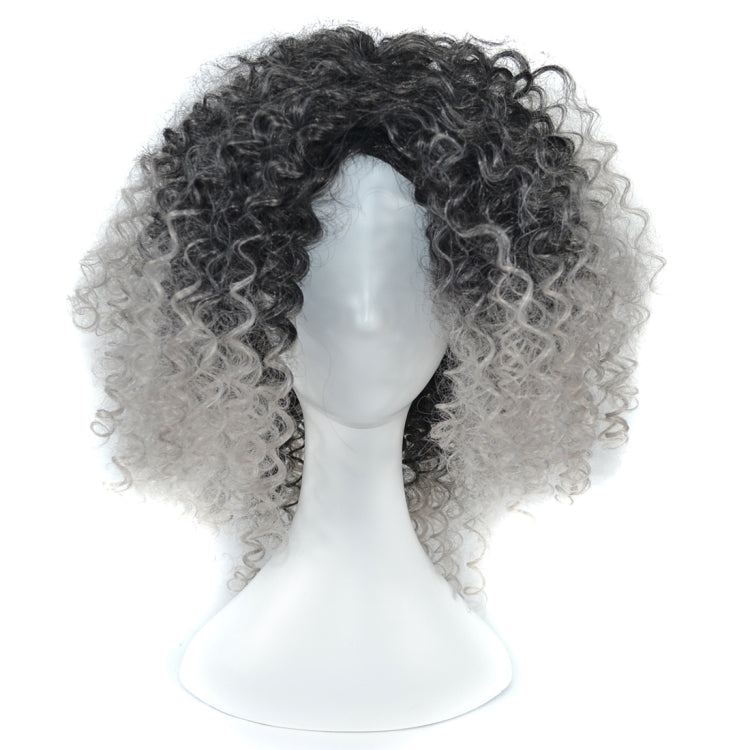 T191006 European and American Wig Headgear with Short and Small Curly Hair for Women (Light Grey)