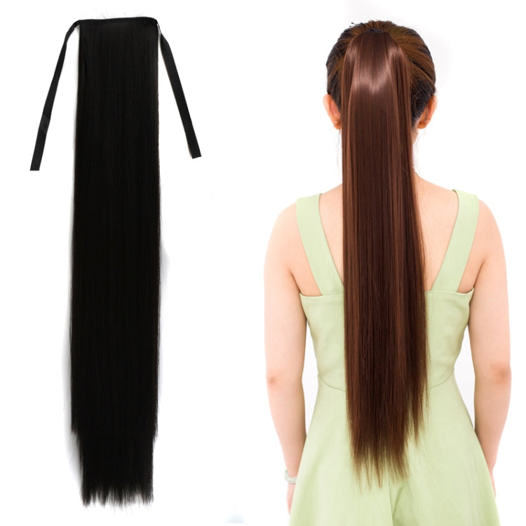 Natural Long Straight Hair Ponytail Bandage-style Wig Ponytail for Women���Length: 75cm(Black)