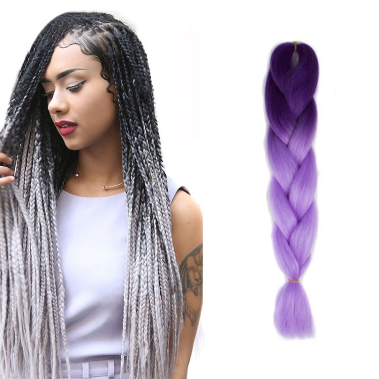 Fashion Color Gradient Individual Braid Wigs Chemical Fiber Big Braids, Length: 60cm(24 Dark Pueple+Light Purple)