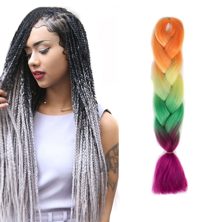 Fashion Color Gradient Individual Braid Wigs Chemical Fiber Big Braids, Length: 60cm(30 Orange+Yellow+Green+Purple+Red)