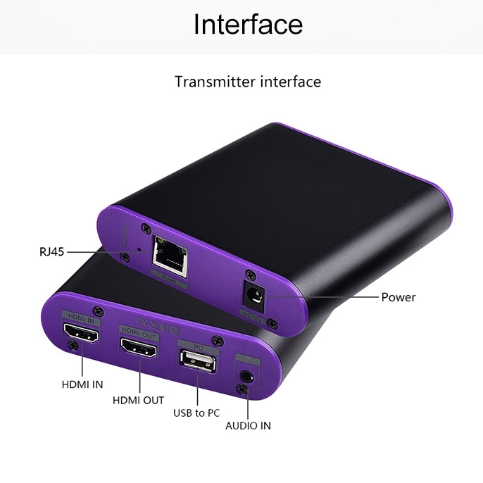 CAT872-KVM HDMI Extender (Receiver & Sender) over CAT5e/CAT6 Cable with USB Port and KVM Function, Transmission Distance: 200m(US Plug) - Amplifier by PMC Jewellery | Online Shopping South Africa | PMC Jewellery | Buy Now Pay Later Mobicred