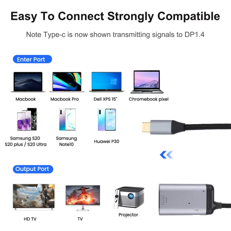 4K USB-C / Type-C to DisplayPort 1.4 + PD Data Sync Adapter Cable - Cable & Adapters by PMC Jewellery | Online Shopping South Africa | PMC Jewellery | Buy Now Pay Later Mobicred
