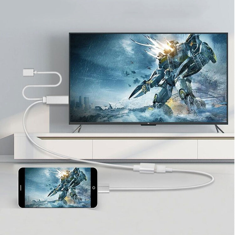 USB Male + USB 2.0 Female to HDMI Phone to HDTV Adapter Cable(White)