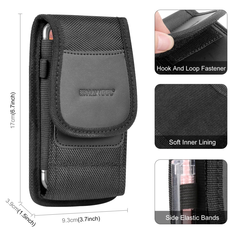 HAWEEL 4.7-6.1 inch Nylon Cloth Phone Belt Clip Carrying Pouch with Card Slot (Black) - free shipping - PMC Jewellery - Order now!