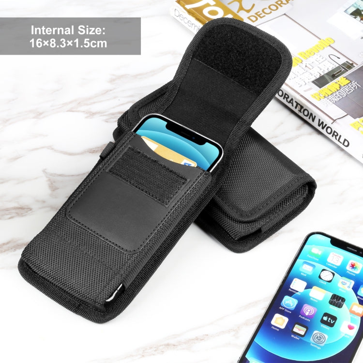 HAWEEL 6.1-6.8 inch Nylon Cloth Phone Belt Clip Carrying Pouch with Card Slot(Black)