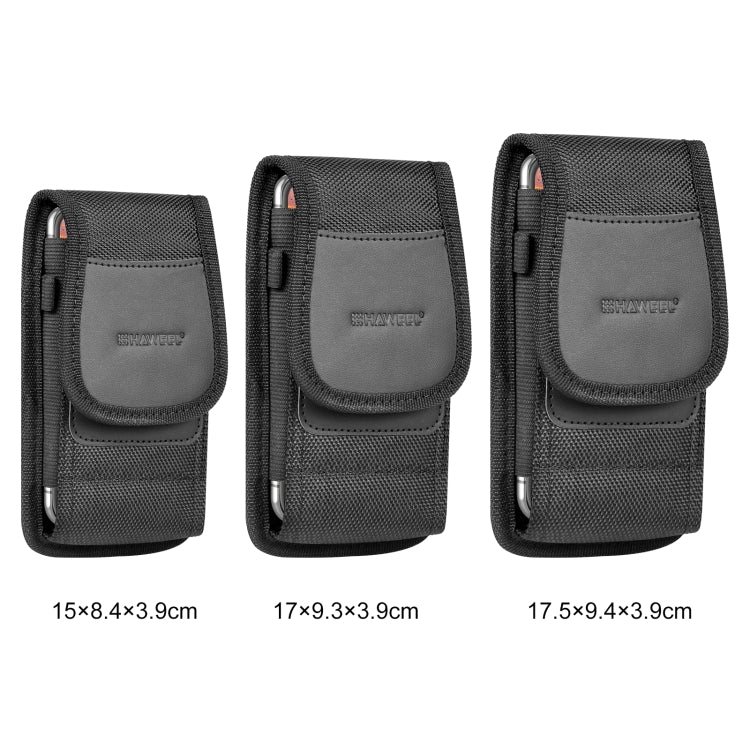 HAWEEL 6.1-6.8 inch Nylon Cloth Phone Belt Clip Carrying Pouch with Card Slot(Black)