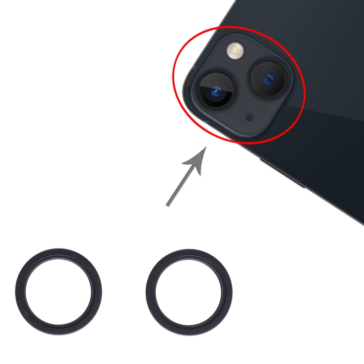 2 PCS Rear Camera Glass Lens Metal Outside Protector Hoop Ring for iPhone 13 mini(Black) - Camera Series by PMc TechLife | Online Shopping South Africa | PMc TechLife | Buy Now Pay Later Mobicred