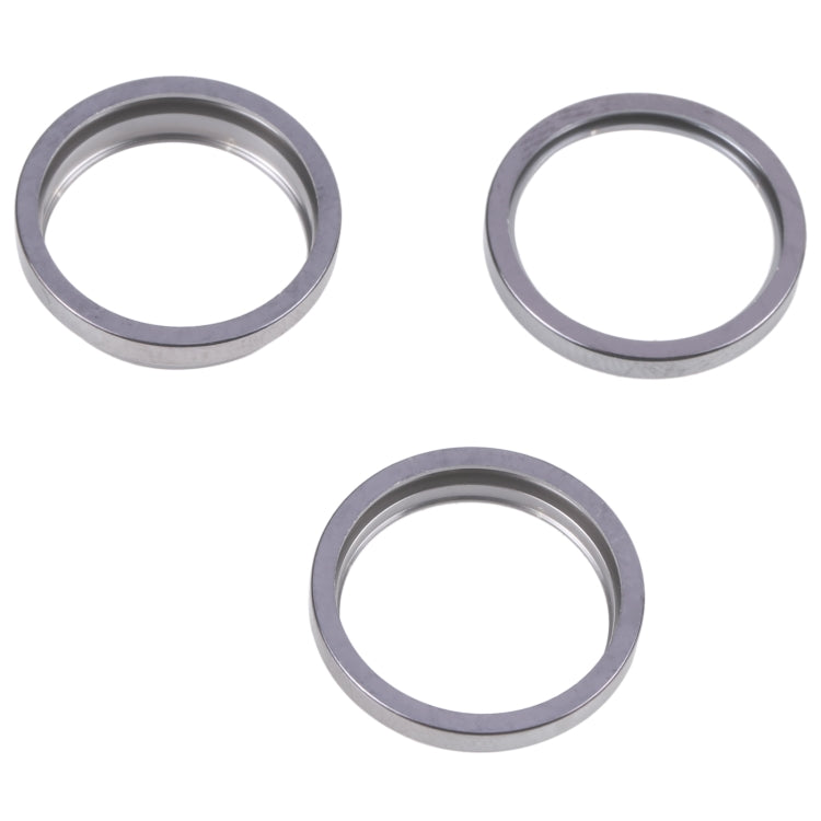 For iPhone 14 Pro 3PCS Rear Camera Glass Lens Metal Outside Protector Hoop Ring(Grey)