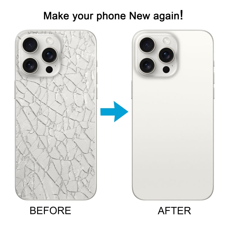 For iPhone 15 Pro Max Glass Battery Back Cover with Camera Lens Cover(White) - free shipping - PMC TechLife - Order now!