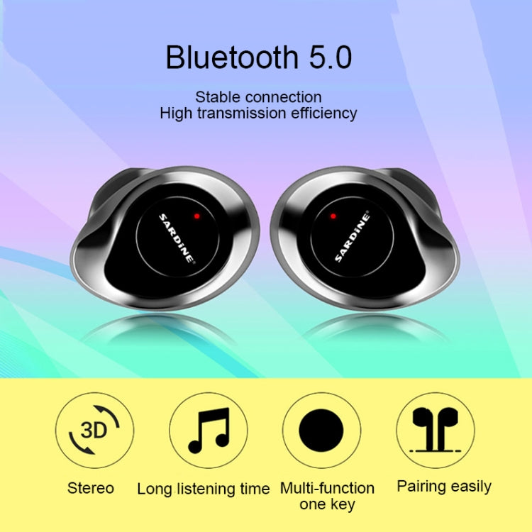 SARDiNE F8 TWS Bluetooth V5.0 Wireless Stereo Earphones with Charging Box(Grey)