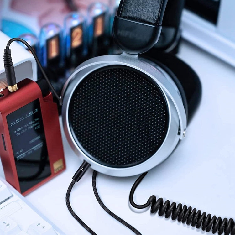 ZS0227 Headphone Dual 3.5mm Spring Audio Cable for Denon AH-D7100 7200 D600 D9200 5200 (Black) - Headset Accessories by PMC Jewellery | Online Shopping South Africa | PMC Jewellery | Buy Now Pay Later Mobicred