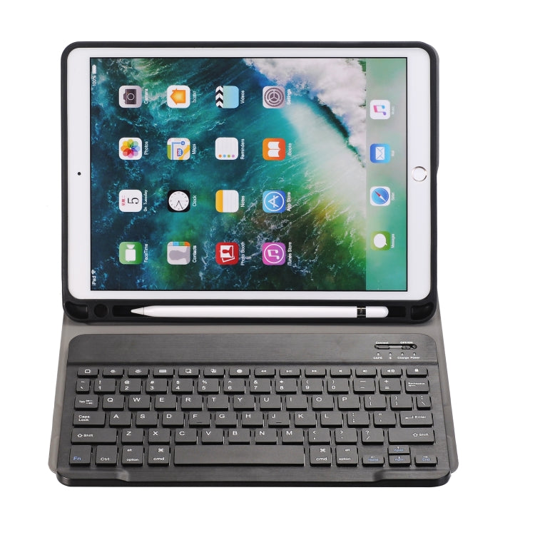 A09B Bluetooth 3.0 Ultra-thin ABS Detachable Bluetooth Keyboard Leather Tablet Case for iPad Air / Pro 10.5 inch (2019), with Pen Slot & Holder (Dark Blue)