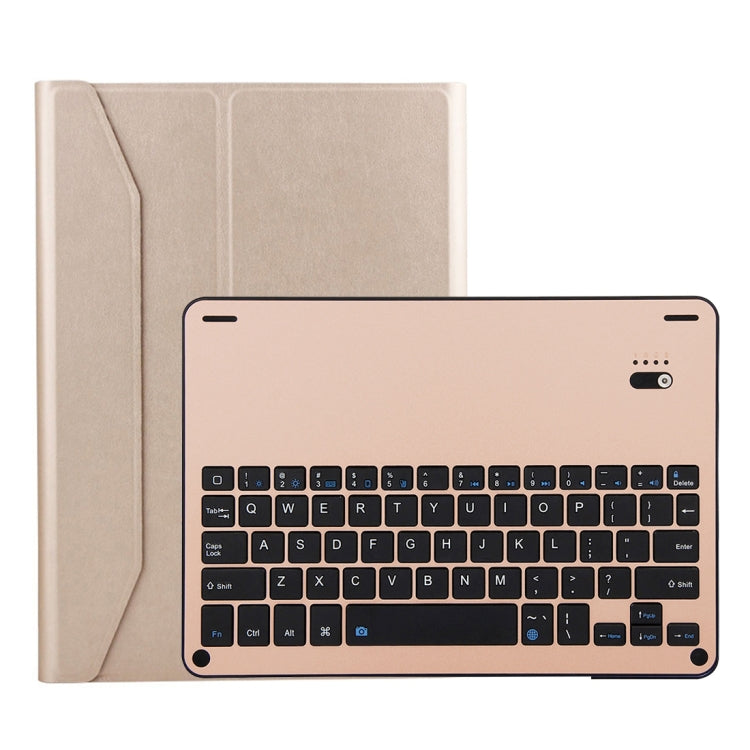 FT-1038B Detachable Bluetooth 3.0 Aluminum Alloy Keyboard + Lambskin Texture Leather Tablet Case for iPad Air / Air 2 / iPad Pro 9.7 inch, with Water Repellent / Three-gear Angle Adjustment / Magnetic / Sleep Function (Gold)