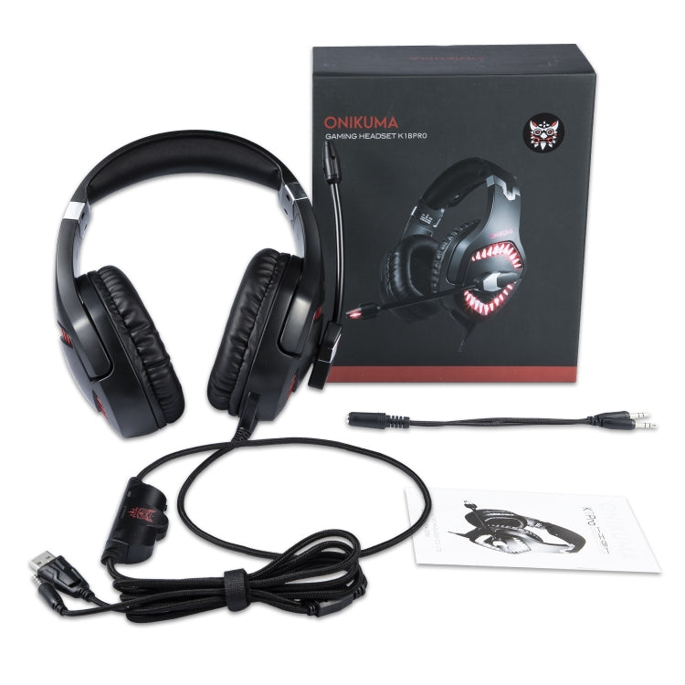 ONIKUMA K1 PRO Stereo Surround Gaming Headphone with Microphone & LED Lights(Black Blue)
