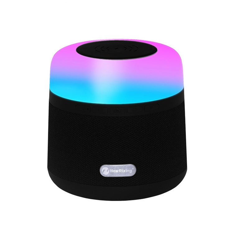 NewRixing NR-3500 Multi-function Atmosphere Light Wireless Charging Bluetooth Speaker with Hands-free Call Function, Support TF Card & USB & FM & AUX(Black)