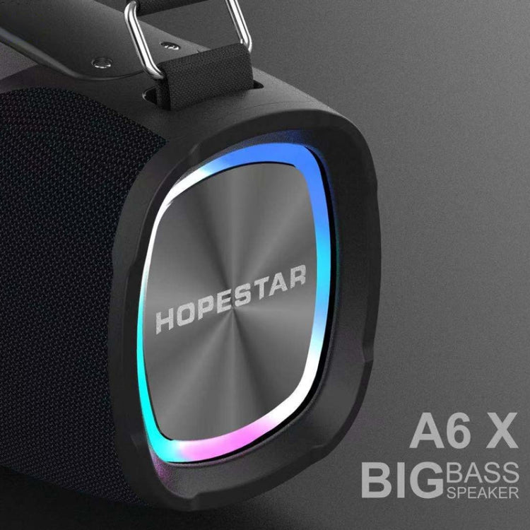 HOPESTAR A6X TWS Portable Outdoor Bluetooth Speaker with Colorful Music Lights, Support Power Bank & Hands-free Call & U Disk & TF Card & 3.5mm AUX(Black)