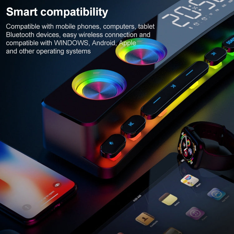 SOAIY SH39 Upgraded Edition Mechanical Button + Mirror Display + Clock Alarm + Big Speaker Desktop Home Gaming Bluetooth Speaker(White) - by PMC Jewellery | Online Shopping South Africa | PMC Jewellery | Buy Now Pay Later Mobicred