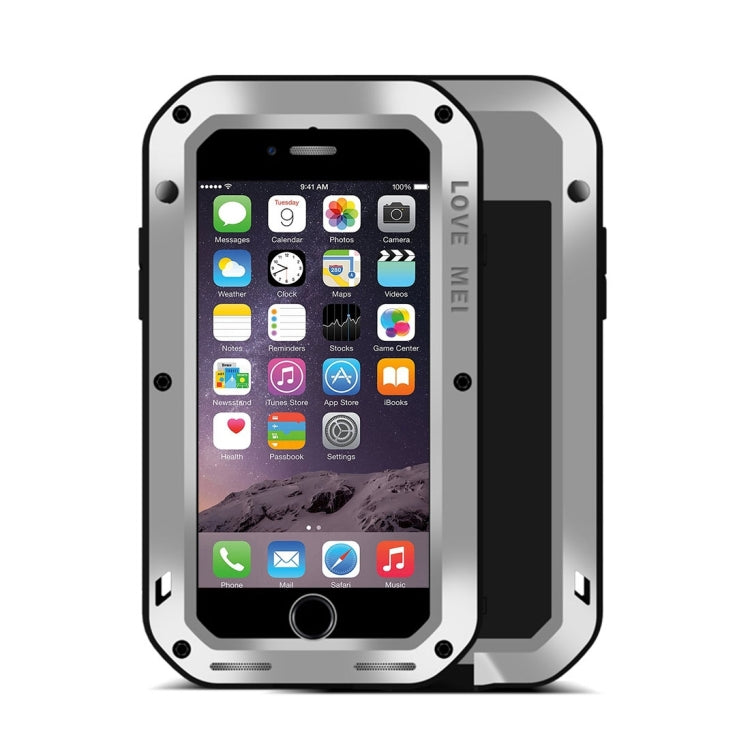 LOVE MEI for iPhone 7 Professional and Powerful Dustproof Shockproof Anti-slip Metal Protective Case(Silver)