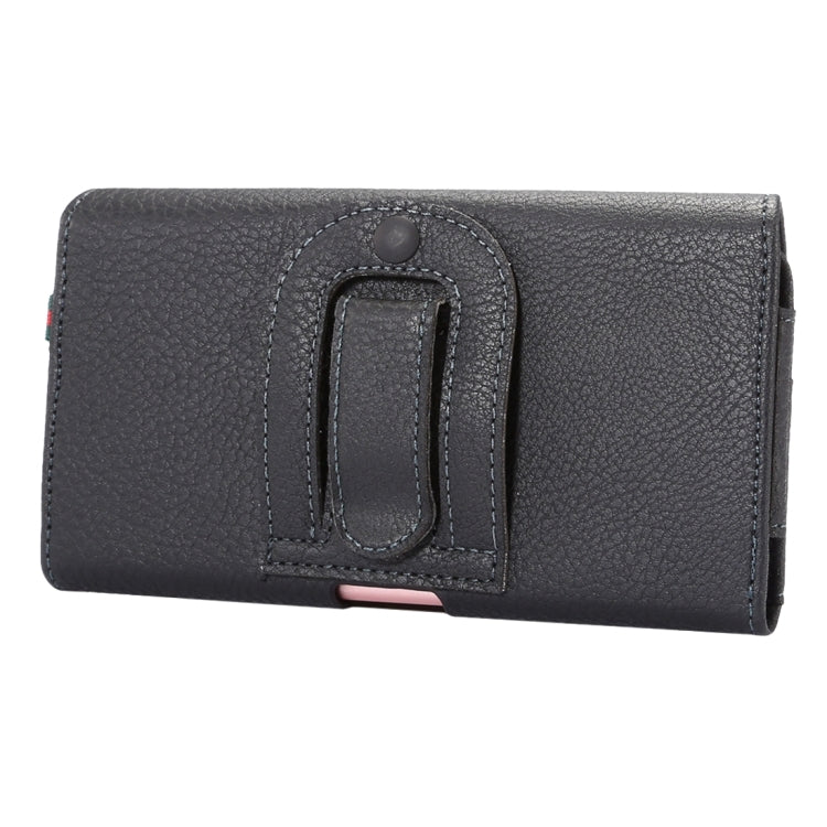Universal Litchi Texture Vertical Flip Thwartwise PU Leather Case / Waist Bag with Back Splint & Card Slots & 15cm Lanyard for iPhone 8 Plus & 7 Plus & 6s Plus & 6 Plus, Galaxy Note 8 & Galaxy C9 Pr ... & Mate 7 & P9 Plus, Size: 16 x 8.3 x 1.5 cm(Black)