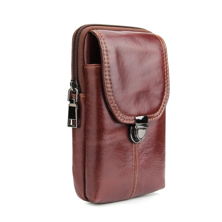 6.3 inch and Below Universal Crazy Horse Texture Genuine Leather Men Vertical Style Case Waist Bag with Belt Hole for Sony, Huawei, Meizu, Lenovo, ASUS, Cubot, Oneplus, Xiaomi, Ulefone, Letv, DOOGEE, Vkworld, and other Smartphones(Brown)