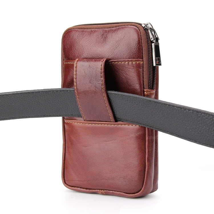 6.3 inch and Below Universal Crazy Horse Texture Genuine Leather Men Vertical Style Case Waist Bag with Belt Hole for Sony, Huawei, Meizu, Lenovo, ASUS, Cubot, Oneplus, Xiaomi, Ulefone, Letv, DOOGEE, Vkworld, and other Smartphones(Brown)