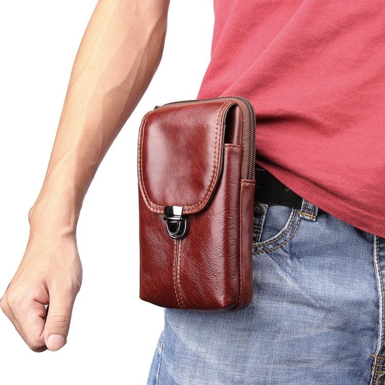 6.3 inch and Below Universal Crazy Horse Texture Genuine Leather Men Vertical Style Case Waist Bag with Belt Hole for Sony, Huawei, Meizu, Lenovo, ASUS, Cubot, Oneplus, Xiaomi, Ulefone, Letv, DOOGEE, Vkworld, and other Smartphones(Brown) - More iPhone Cases by PMC TechLife | Online Shopping South Africa | PMC TechLife | Buy Now Pay Later Mobicred