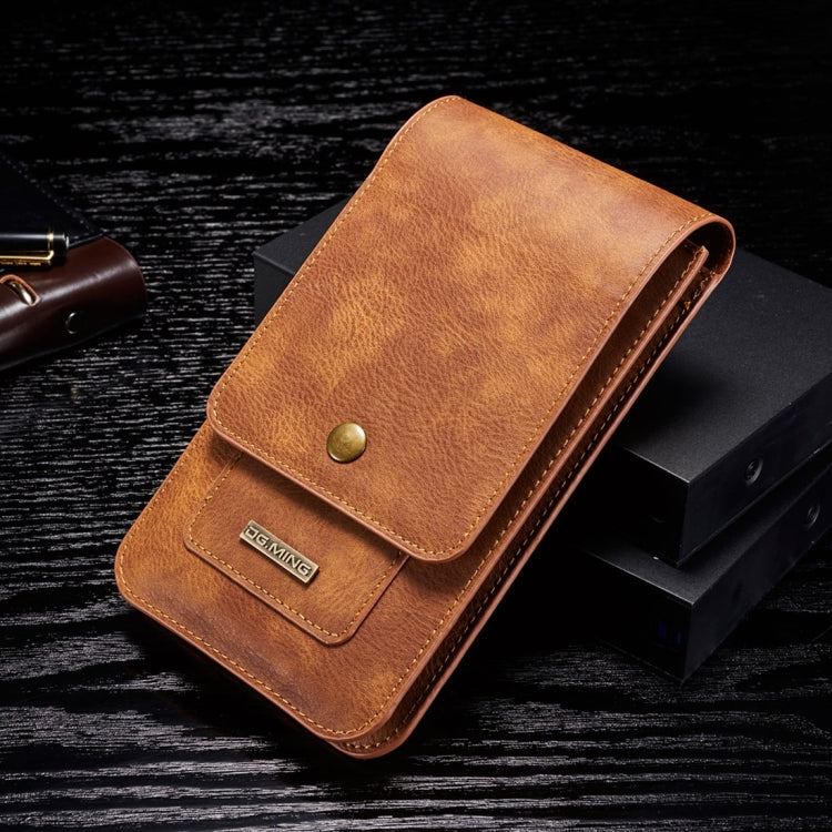 DG.MING Universal Cowskin Leather Protective Case Waist Bag with Card Slots & Hook, For iPhone, Samsung, Sony, Huawei, Meizu, Lenovo, ASUS, Oneplus, Xiaomi, Cubot, Ulefone, Letv, DOOGEE, Vkworld, and other Smartphones Below 5.2 inch(Brown)
