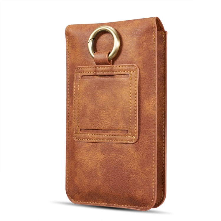 DG.MING Universal Cowskin Leather Protective Case Waist Bag with Card Slots & Hook, For iPhone, Samsung, Sony, Huawei, Meizu, Lenovo, ASUS, Oneplus, Xiaomi, Cubot, Ulefone, Letv, DOOGEE, Vkworld, and other Smartphones Below 5.2 inch(Brown)