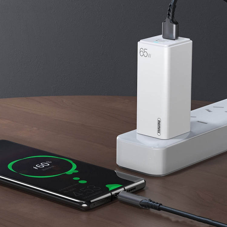 REMAX RP-U50 GaN 65W PD + QC 3.0 Type-C+ USB Port Fast Charger (US)(White)