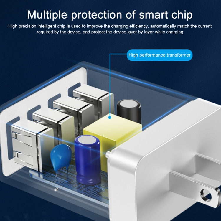 WK WP-U125 Youpin Series 18W QC3.0 4 USB Ports Fast Travel Charger, CN Plug / US Plug - USB Charger by WK | Online Shopping South Africa | PMC TechLife | Buy Now Pay Later Mobicred