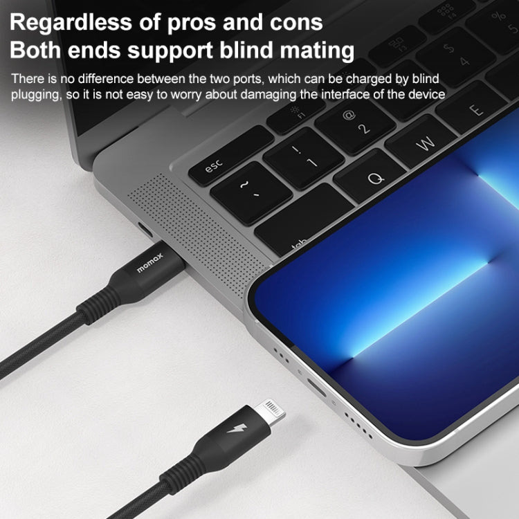 MOMAX DL51D Type-C / USB-C to 8 Pin PD Braided Fast Charging Cable, Length: 1.2m (Black)