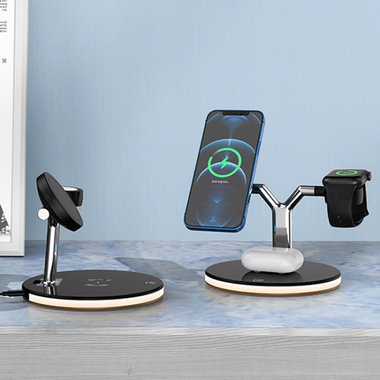 3 in 1 15W Multi-function Magnetic Wireless Charger for Mobile Phones & Apple Watches & AirPods, with Colorful LED Light(White) - Wireless Charger by PMC TechLife | Online Shopping South Africa | PMC TechLife