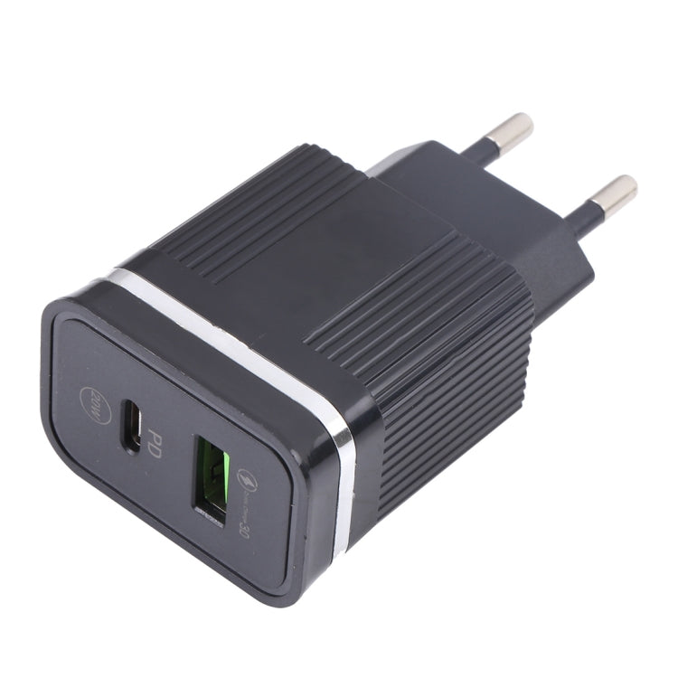 46-A2C2 20W PD + QC3.0 USB Multifunction Fast Charger,EU Plug(Black)